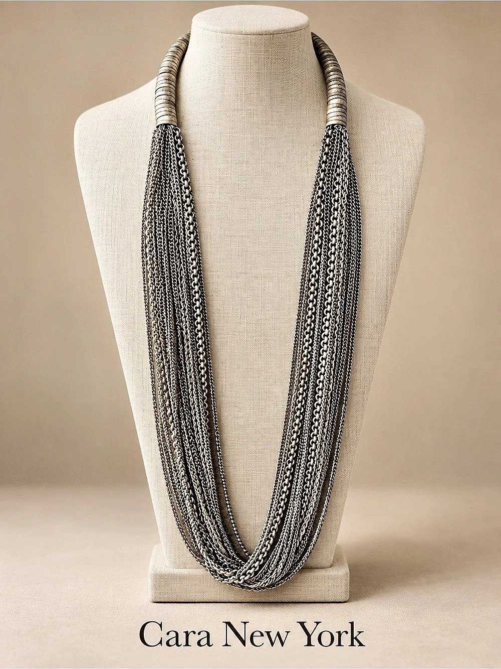 Cara New York Silver Tone Multi Chain Statement Necklace 260